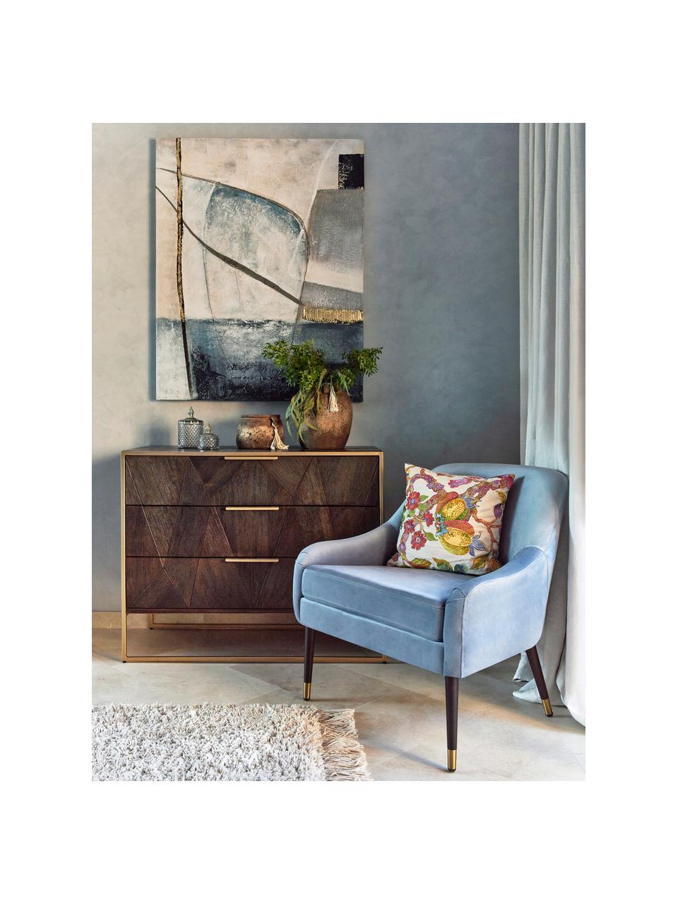 Schubladenkommode Harry aus massivem Mangoholz, Korpus: Massives Mangoholz, lacki, Mangoholz, Goldfarben, B 100 x H 80 cm