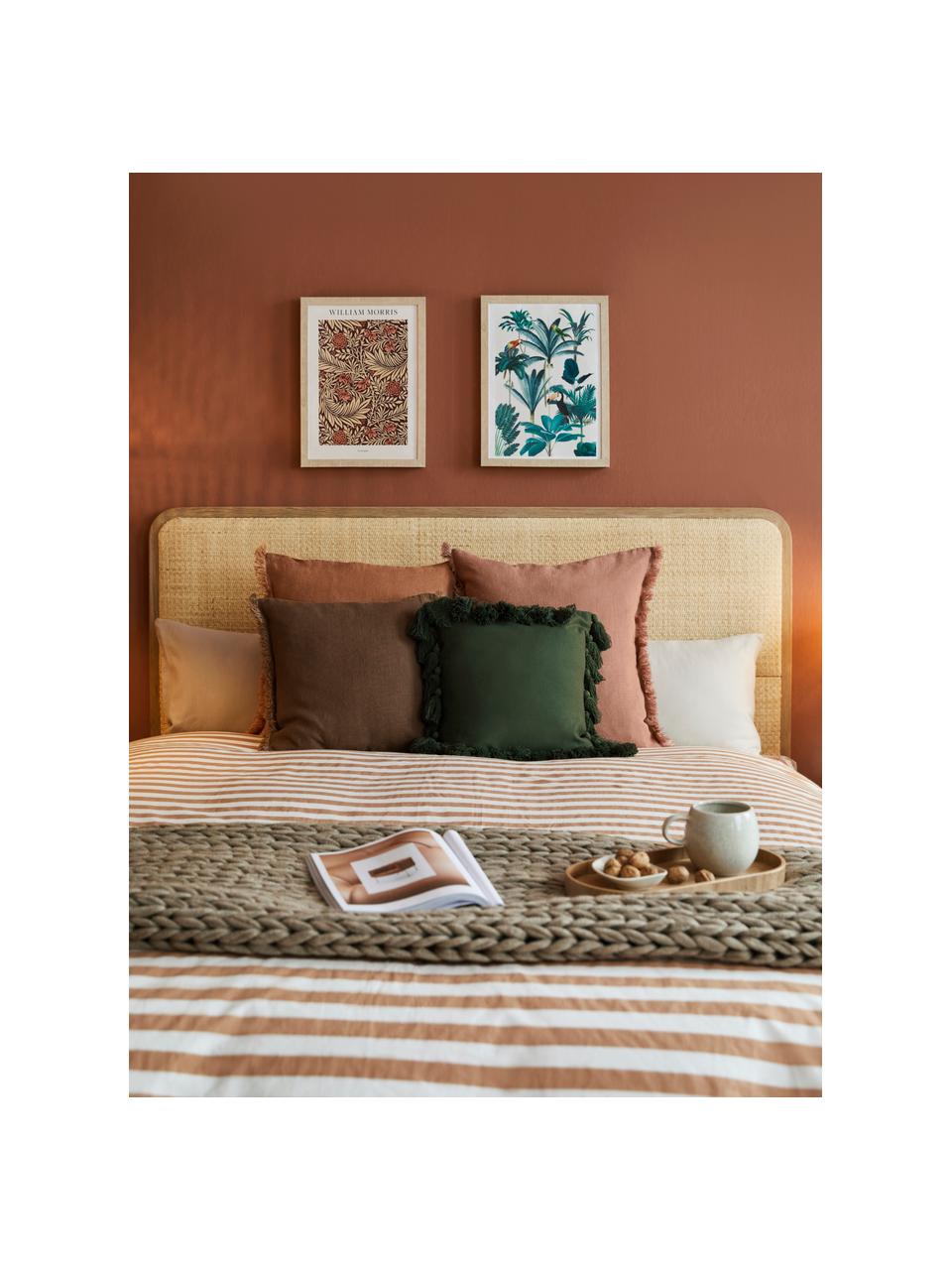 Tête de lit en rotin Byrum, Bois de chêne, bois de bouleau, rotin, contreplaqué, Brun clair, larg. 165 x haut. 85 cm