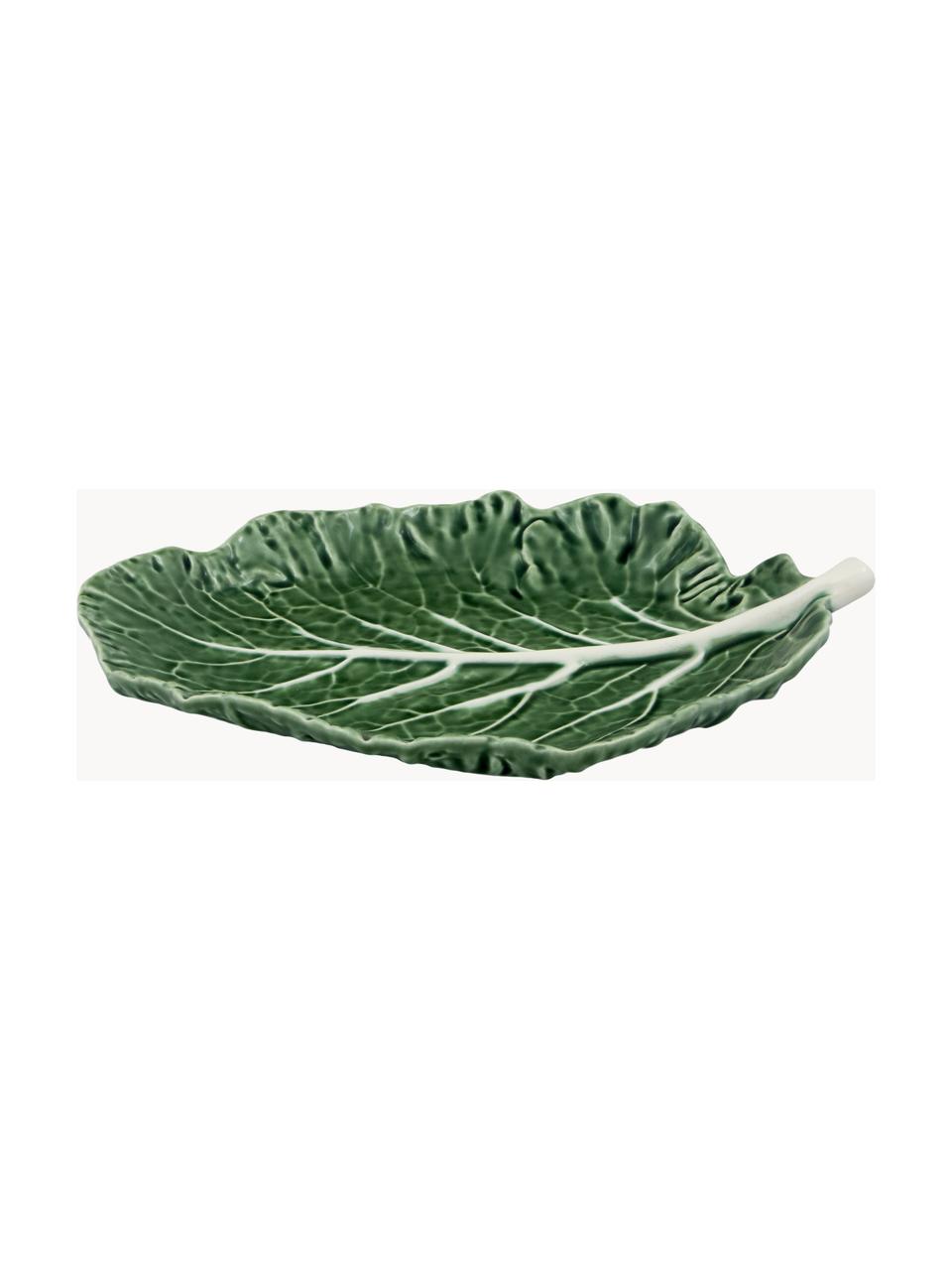 Handbeschilderde serveerplateau Cabbage, Keramiek, Donkergroen, B 25 x D 17 cm