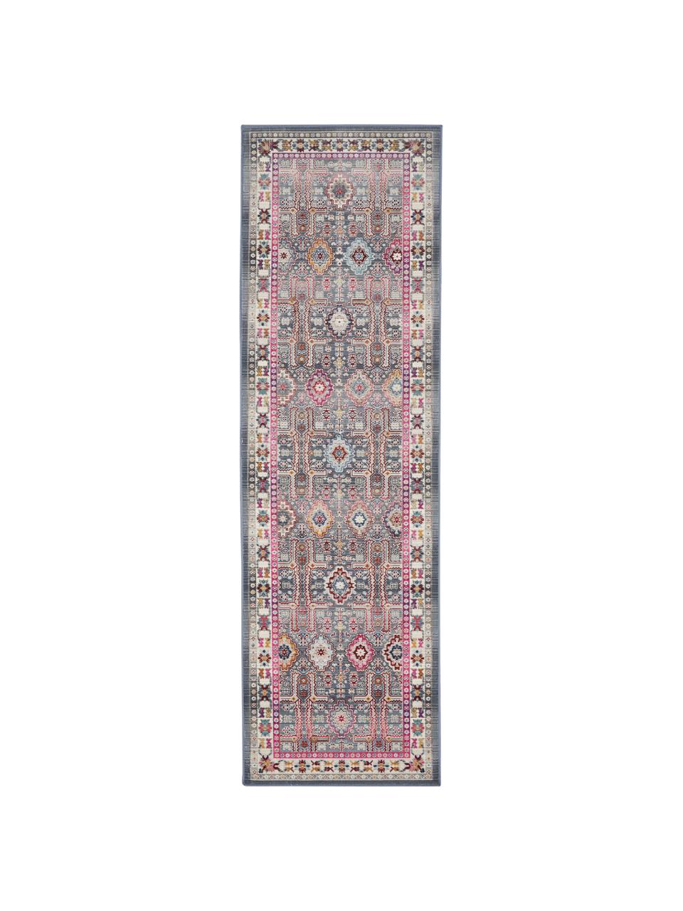 Alfombra Kashan, estilo vintage, Parte superior: 100% polipropileno, Reverso: látex, Gris, multicolor, An 60 x L 185 cm