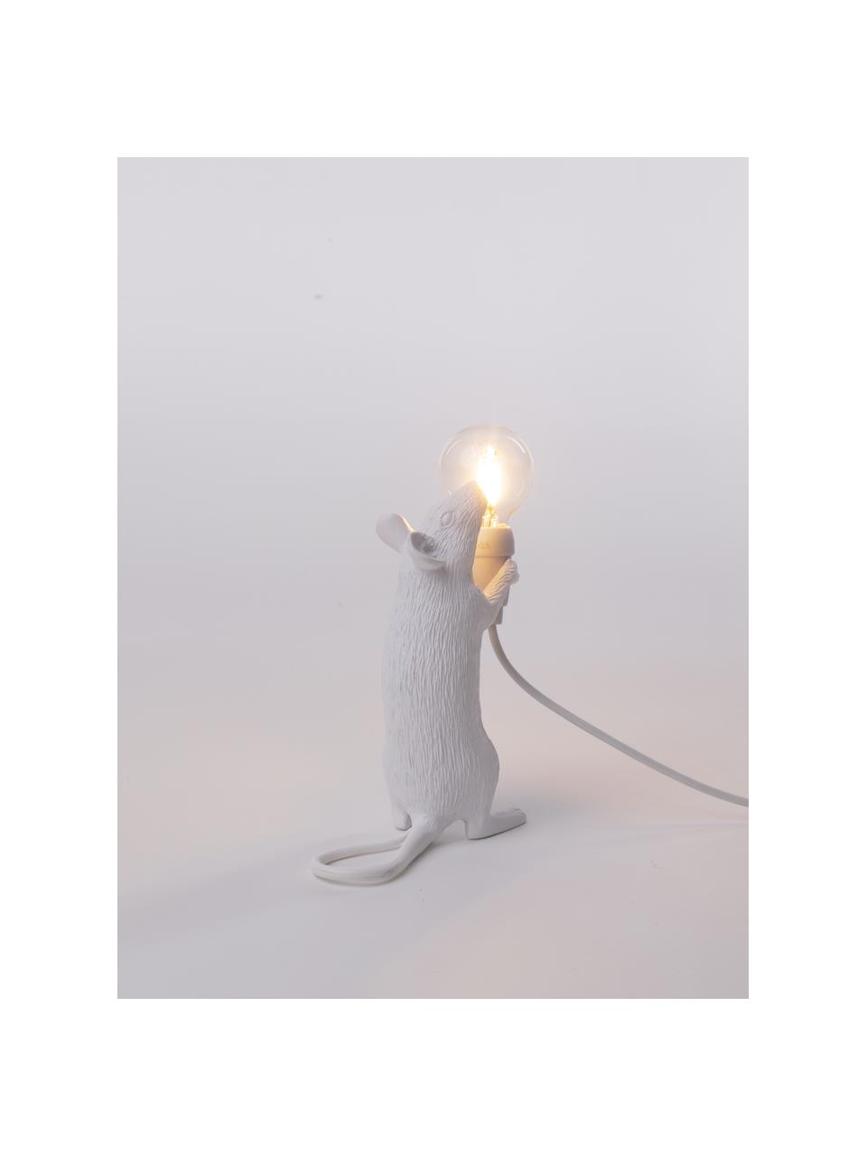 Kleine Designer LED-Tischlampe Mouse mit USB-Anschluss, Weiß, B 13 x H 15 cm