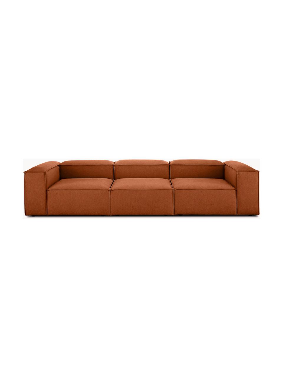 Sofa modułowa Lennon (4-osobowa), Tapicerka: 100% poliester 35 000 cyk, Stelaż: lite drewno sosnowe z cer, Nogi: tworzywo sztuczne Materia, Terakotowa tkanina, S 327 x G 119 cm
