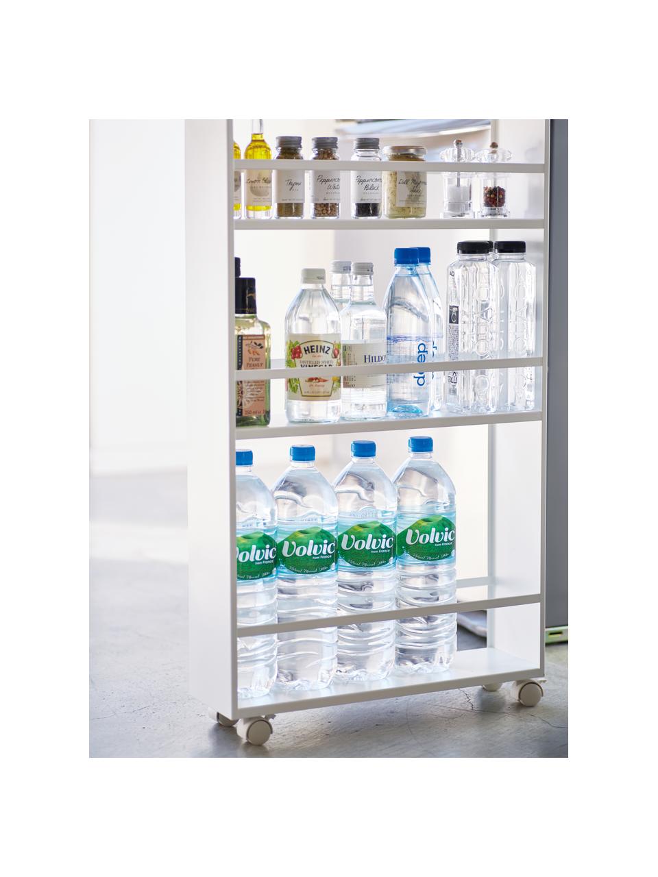 Opbergwagen Tower met handvat, Wit, helder hout, B 48 x H 81 cm