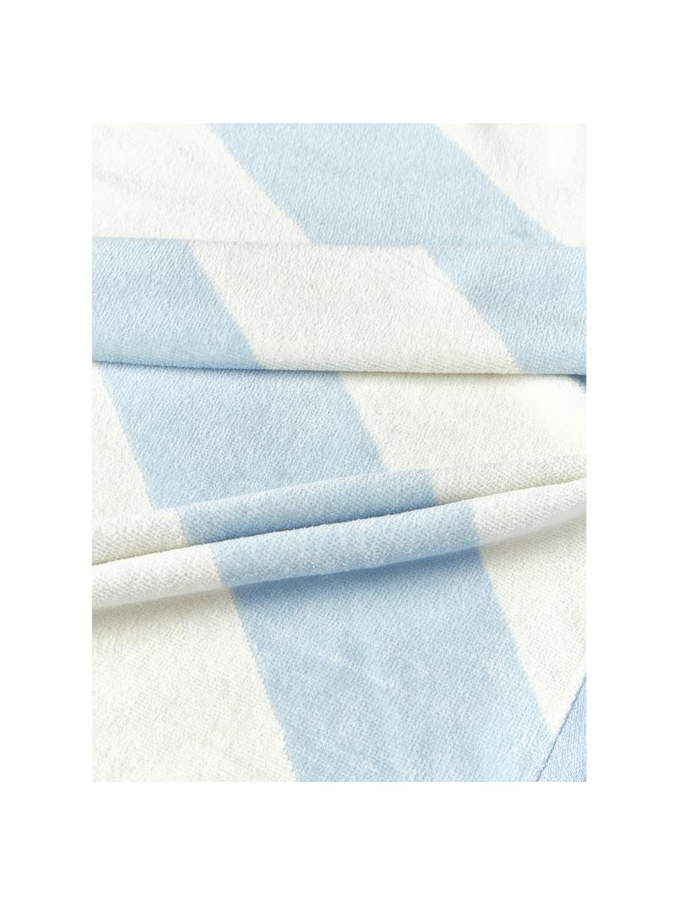 Toalla de playa estampada Suri, Azul claro, blanco crema, An 90 x L 170 cm