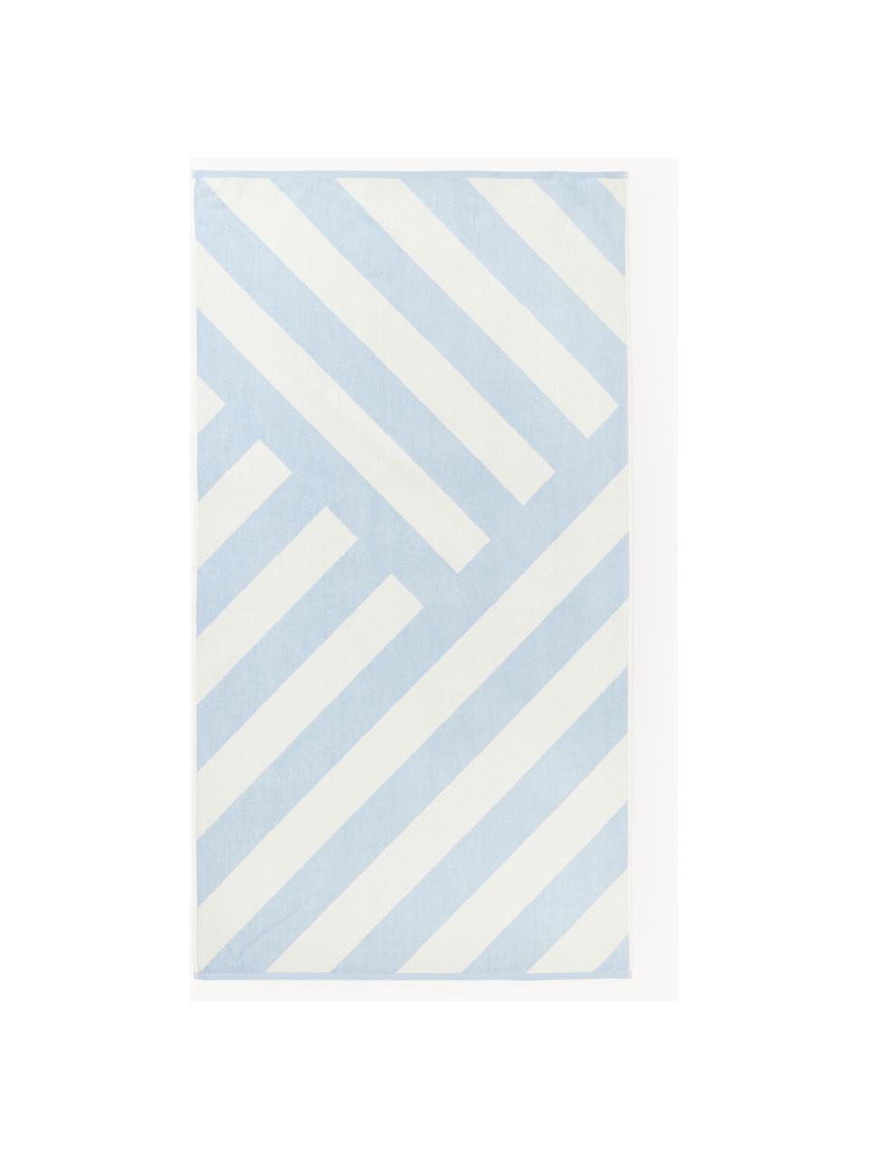 Strandlaken Suri met zigzag patroon, Lichtblauw, crèmewit, B 90 x L 170 cm