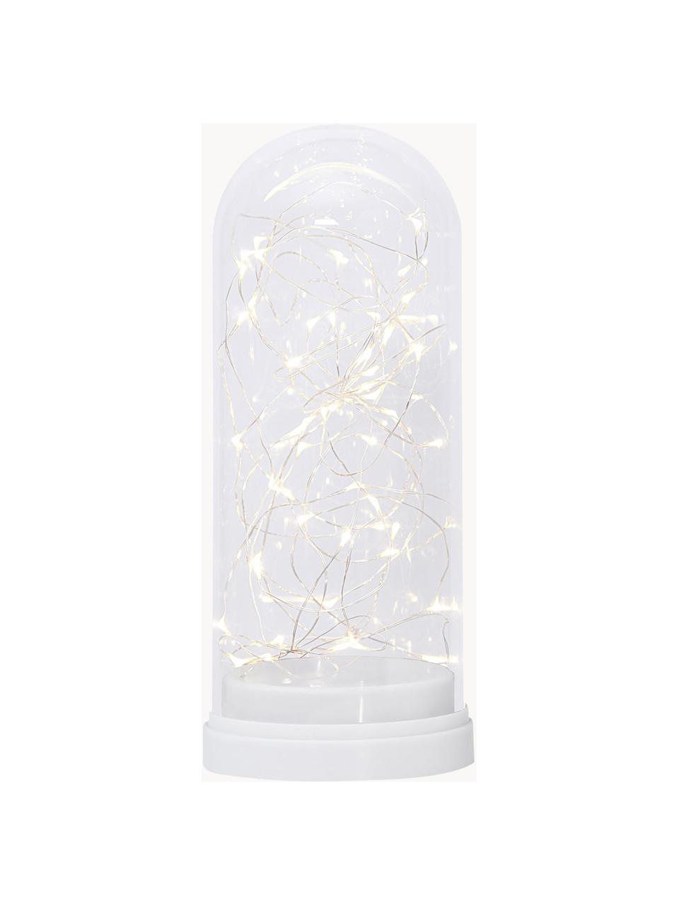 Pieza luminosa LED Dome, a pilas, Pantalla: vidrio, Blanco, transparente, Ø 11 x Al 25 cm