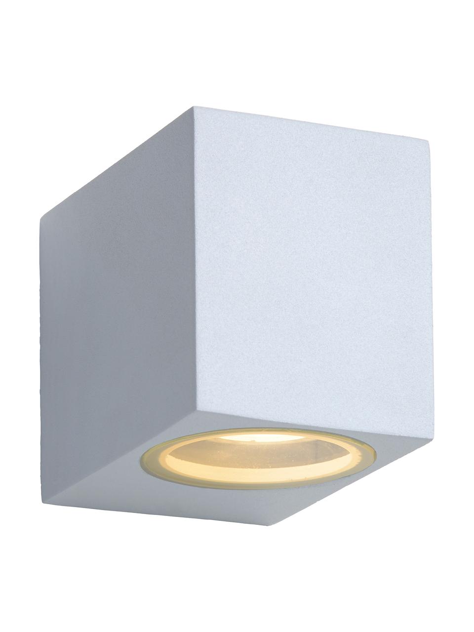 Außenwandleuchte Zora, Lampenschirm: Aluminium, beschichtet, Diffusorscheibe: Glas, Weiß, B 7 x H 8 cm