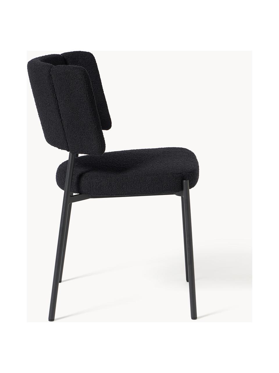 Bouclé čalouněné židle Samantha, 2 ks, Černá, Š 55 cm, H 55 cm