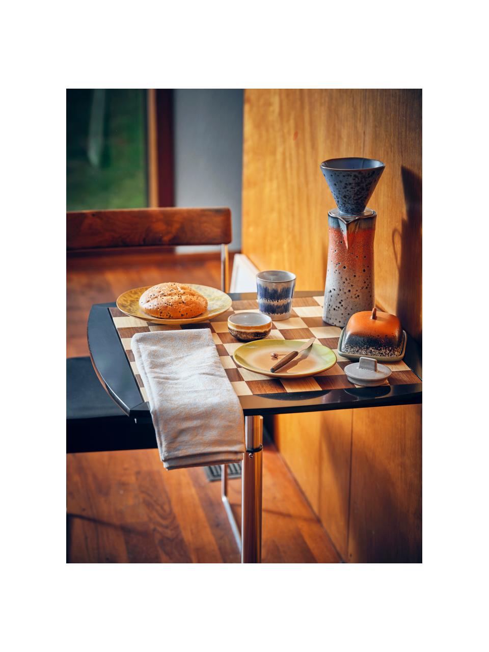 Ručně vyrobená máselnička v retro stylu 70's, Kamenina, Více barev, Š 16 cm, V 12 cm