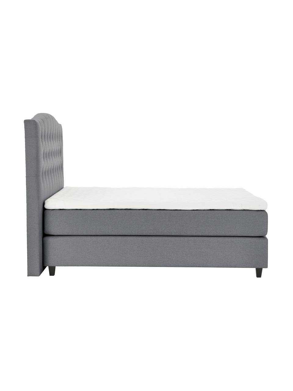 Letto boxspring premium in tessuto grigio Royal, Materasso: nucleo a 5 zone di molle , Piedini: legno di betulla massicci, Tessuto grigio, 200 x 200 cm