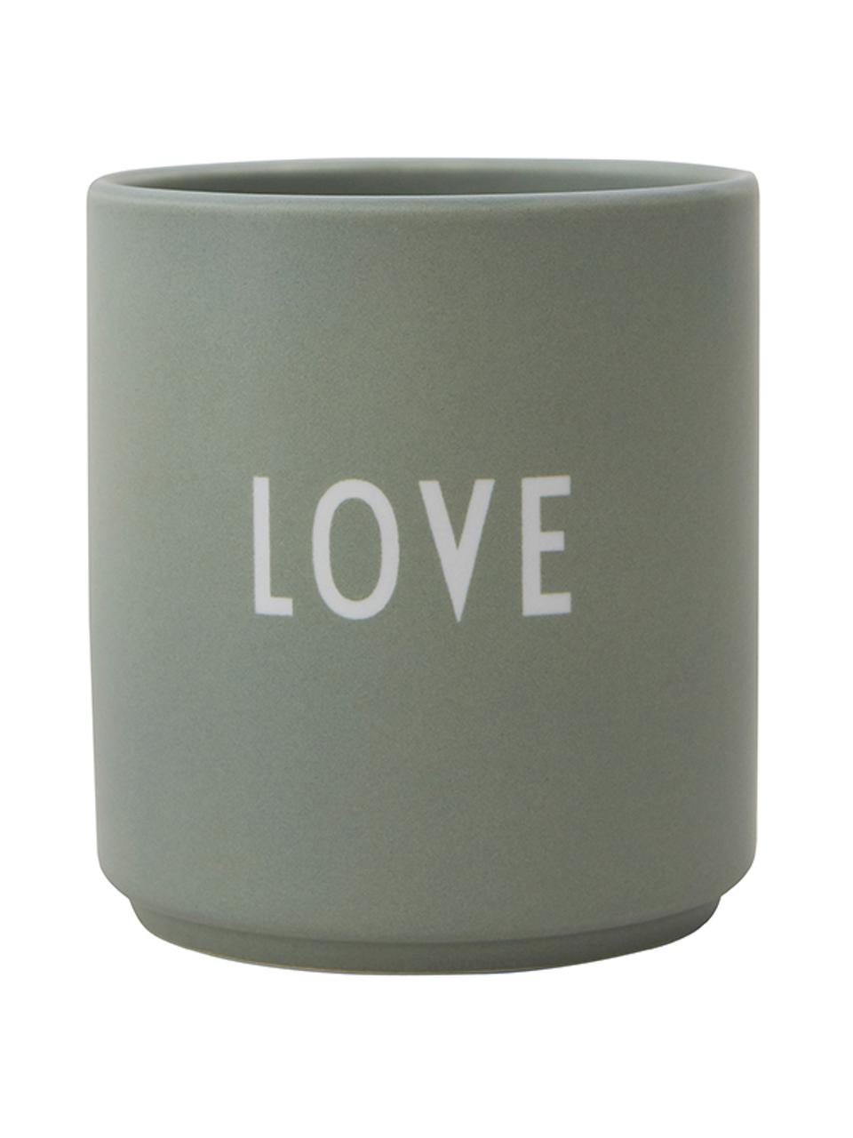 Kubek DAD/LOVE Favourite, Porcelana kostna (Fine Bone China)

Porcelana kostna to miękka porcelana wyróżniająca się wyjątkowym, półtransparentnym połyskiem, Szarozielony (Dad/Love), Ø 8 x W 9 cm, 250 ml