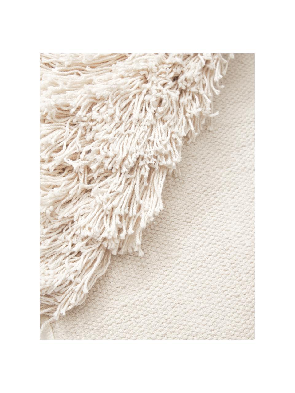 Bavlněný povlak na polštář s motivem z třásní Inga, 100 % bavlna, s certifikací GRS, Tlumeně bílá, Š 45 cm, D 45 cm