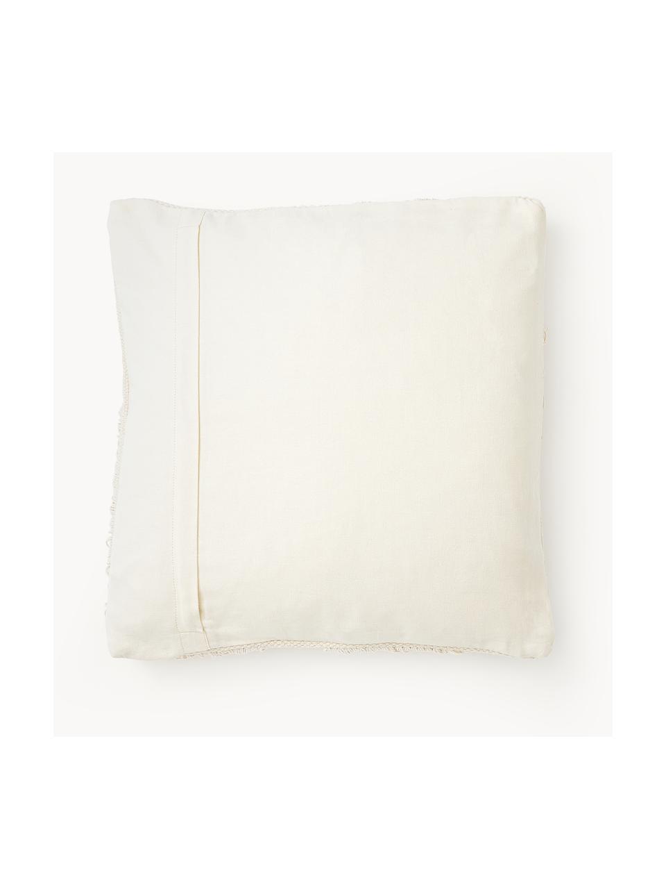 Bavlněný povlak na polštář s motivem z třásní Inga, 100 % bavlna, s certifikací GRS, Tlumeně bílá, Š 45 cm, D 45 cm