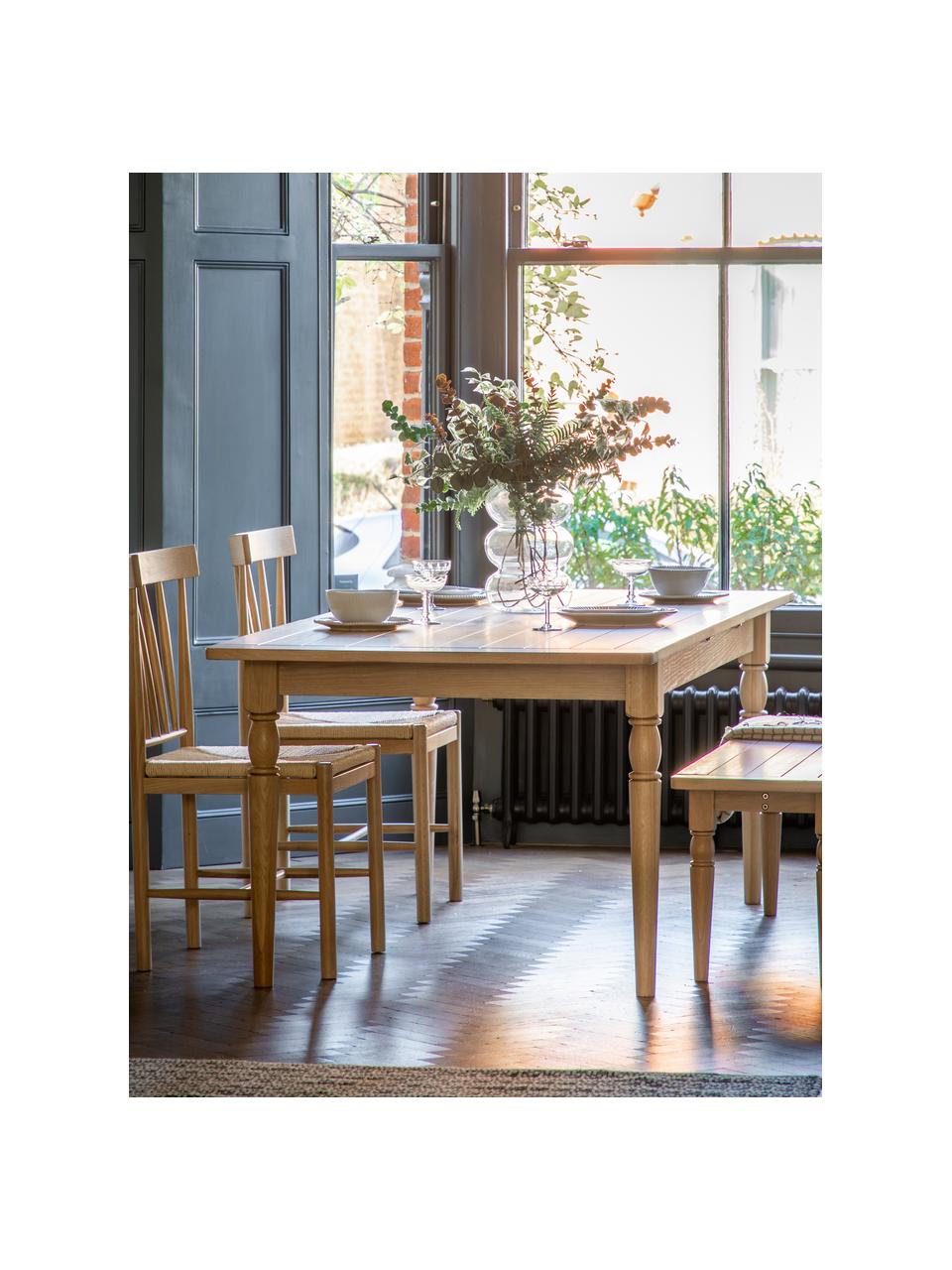 Uitschuifbare houten eettafel Eton, handgemaakt, 180 - 230 x 95 cm, Tafelblad: MDF, Frame: gelakt eikenhout, Eikenhout, B 180 - 230 x D 95 cm