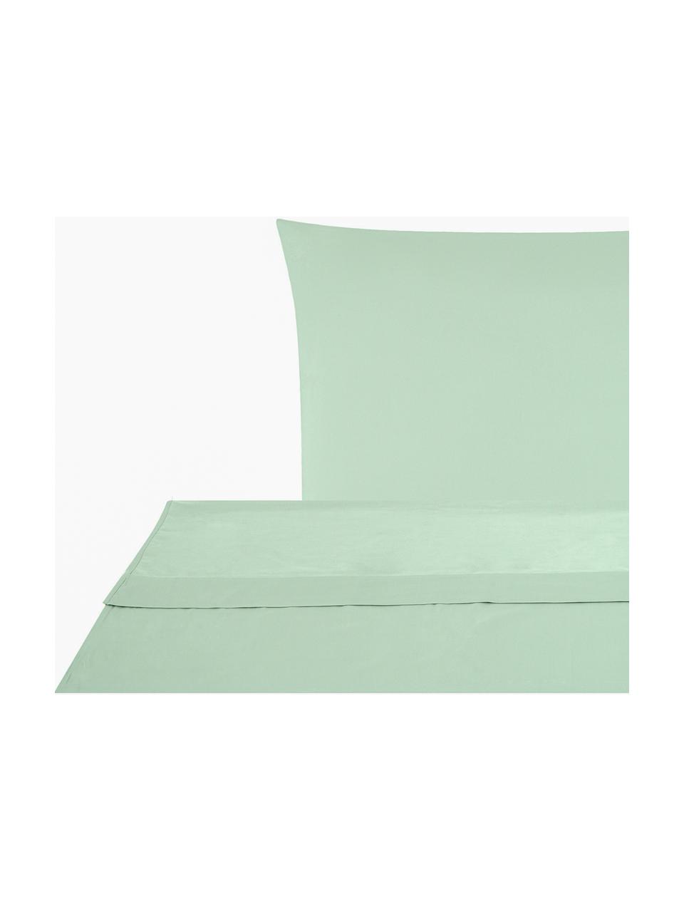 Set lenzuola in raso di cotone verde salvia Comfort, Tessuto: raso Densità del filo 250, Verde salvia, 240 x 300 cm + 2 federe 50 x 80 cm