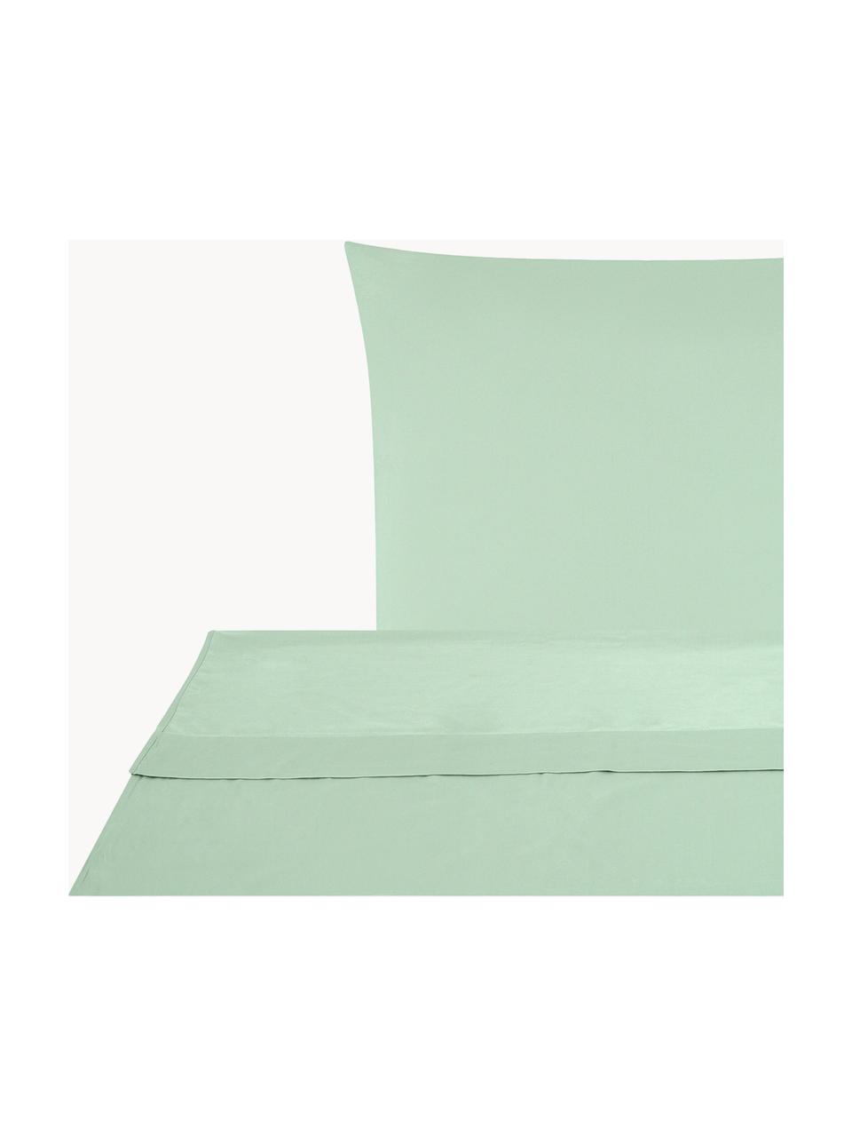 Biancheria da letto in raso di cotone verde salvia Comfort, Tessuto: raso Densità del filo 250, Verde salvia, 240 x 300 cm + 2 federe 50 x 80 cm