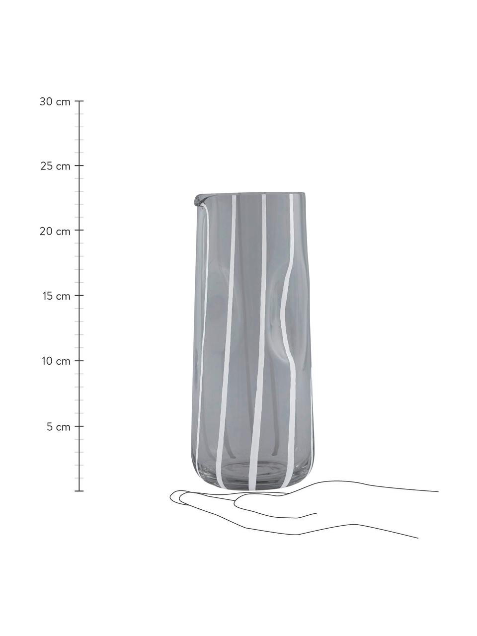 Karafka ze szkła dmuchanego Mizu, 1,3 l, Szkło, Szary, biały, 1,3 l