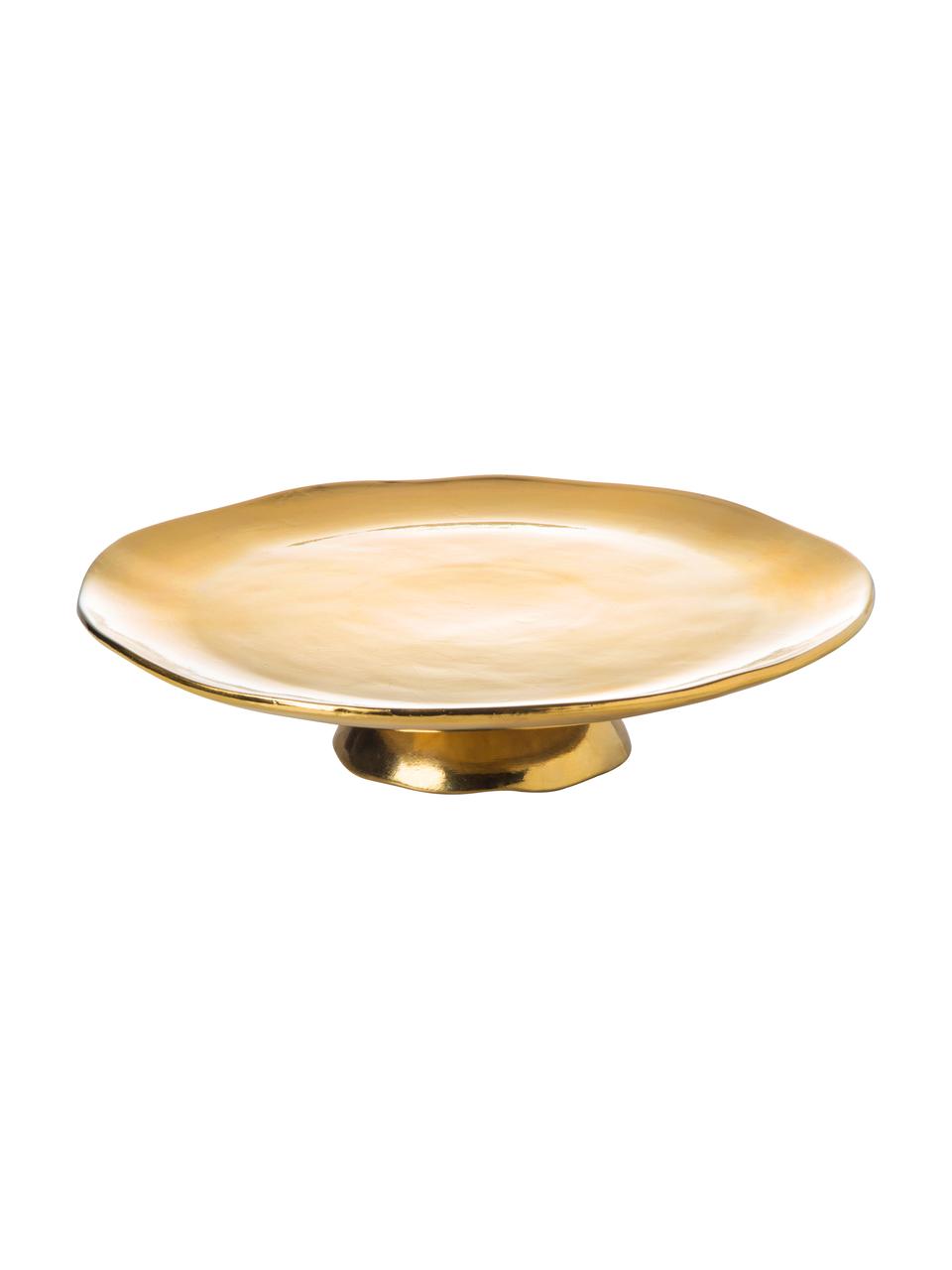 Goldfarbene Porzellan-Tortenplatte Funky Table mit unregelmäßigem Rand, Ø 31 cm, Porzellan, Goldfarben, Ø 31 x H 6 cm