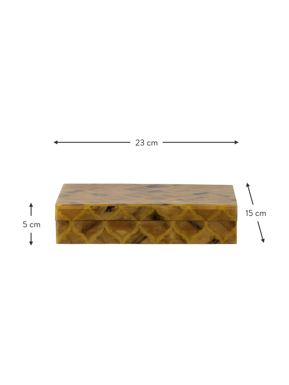 Škatuľka na bižutériu Limon, Živica, MDF-doska strednej hustoty, Odtiene jantárovej, Š 23 x V 5 cm