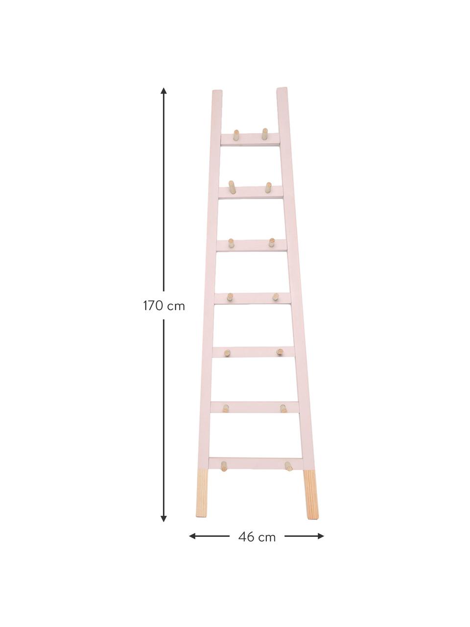 Estantería escalera de pared Helia, Madera de pino recubierta, Rosa, madera de pino, An 46 x Al 170 cm