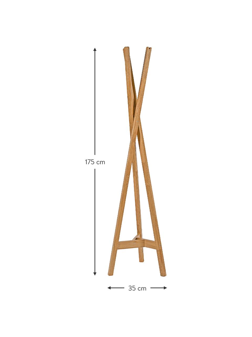Perchero de madera Clift, Madera de roble maciza, certificado FSC®, Roble, Al 175 cm