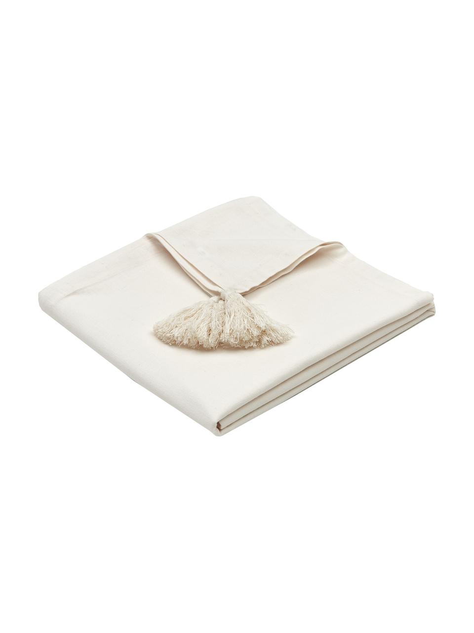 Nappe avec houppes Benini, Beige