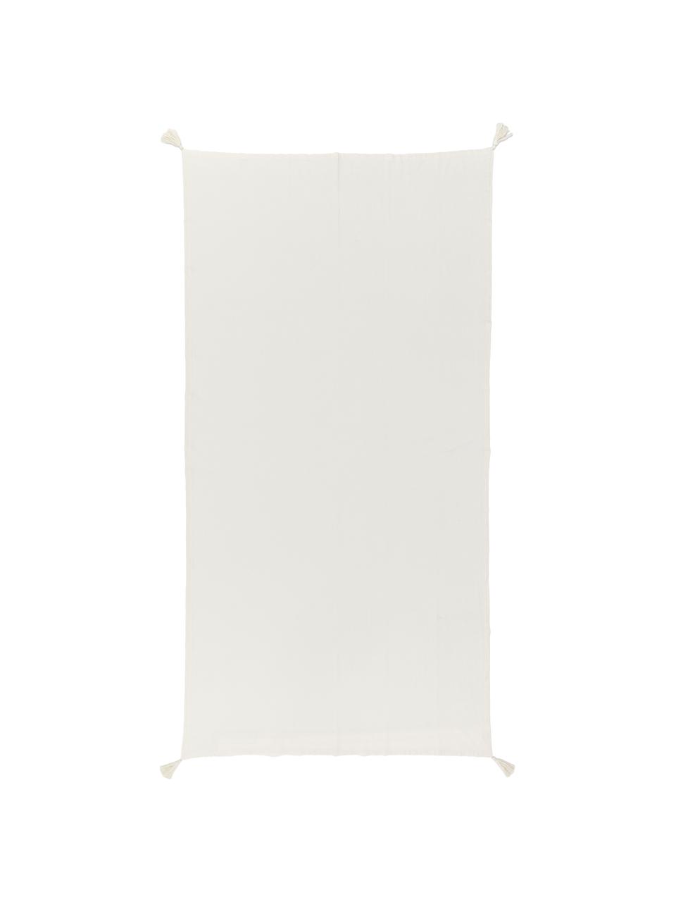 Mantel con borlas Benini, 85% algodón, 15% lino, Beige, De 6 a 10 comensales (An 130 x L 270 cm)