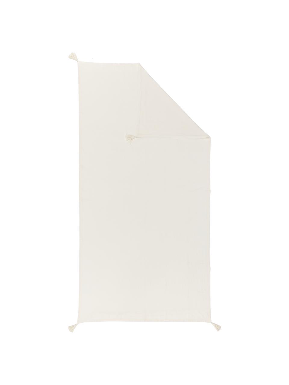 Mantel con borlas Benini, 85% algodón, 15% lino, Beige, De 6 a 10 comensales (An 130 x L 270 cm)