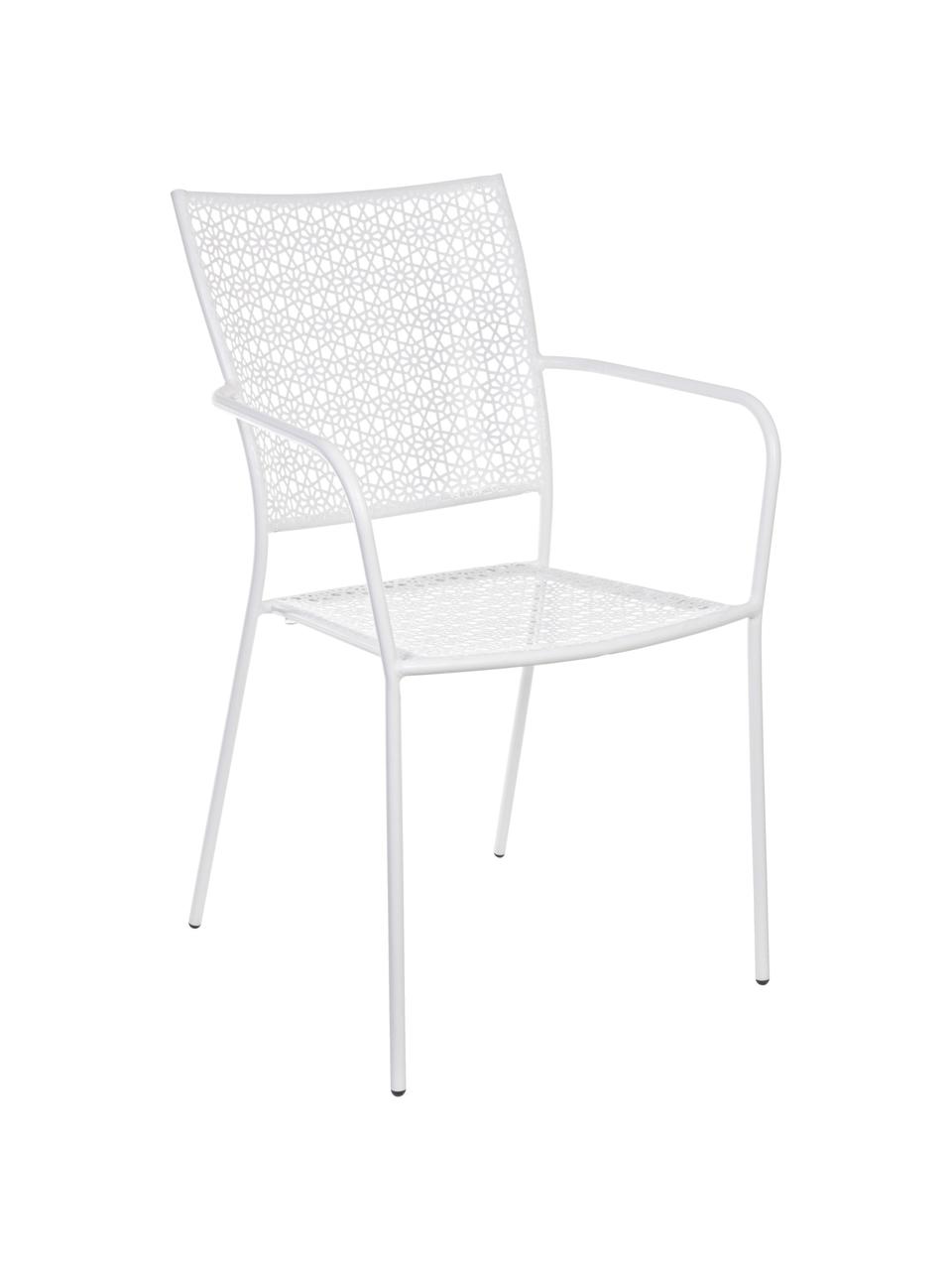 Chaise de jardin à accoudoirs en métal Jodie, Blanc