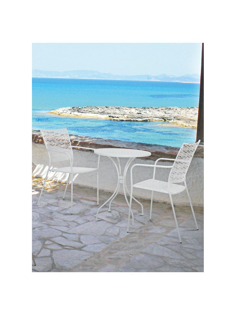 Krzesło ogrodowe z podłokietnikami z metalu Jodie, Stal pokryta proszkiem epoksydowym, Biały, 57 x 89 cm