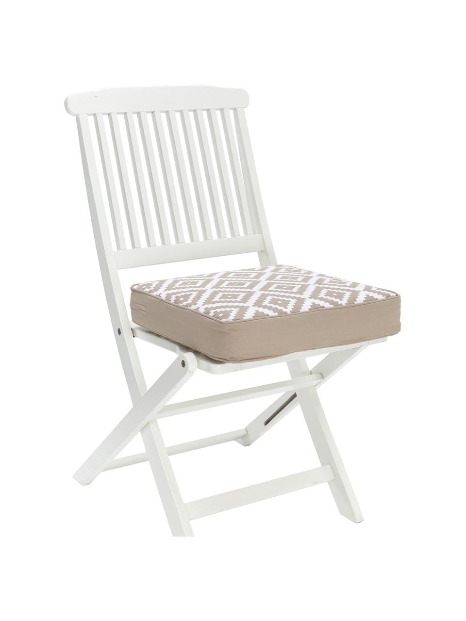 Hohes Sitzkissen Miami in Taupe/Weiß, Bezug: 100% Baumwolle, Beige, B 40 x L 40 cm