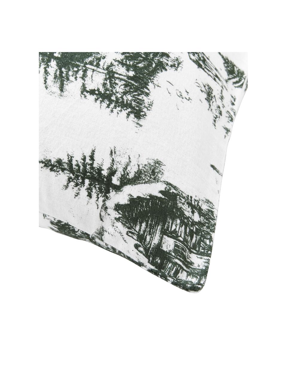 Poszewka na poduszkę z flaneli Nordic, Biały, zielony, S 40 x D 80 cm