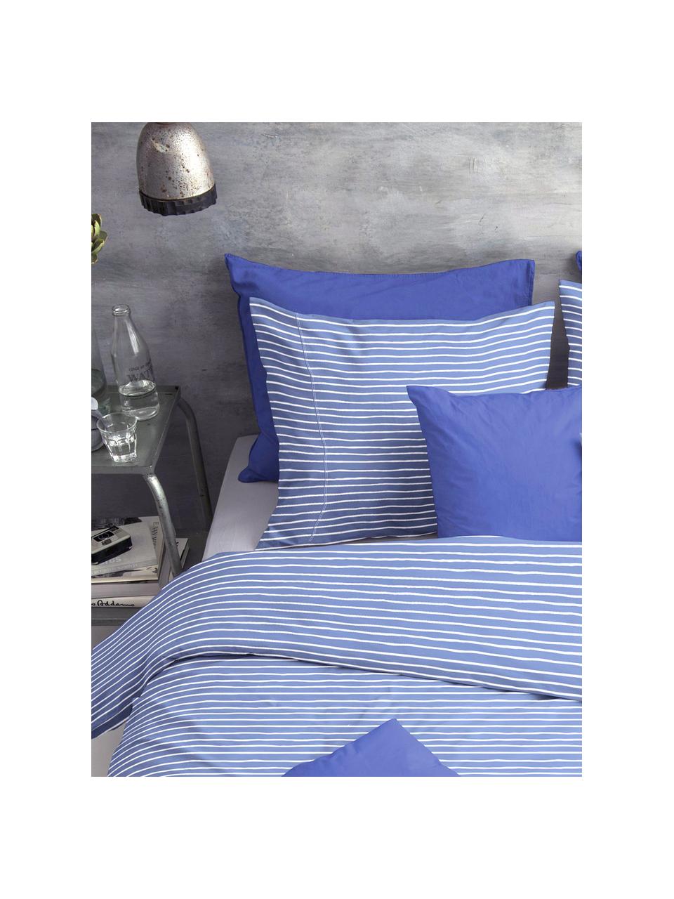 Bavlnená posteľná bielizeň s líniami No way out, Modrá, biela, 135 x 200 cm + 1 vankúš 80 x 80 cm