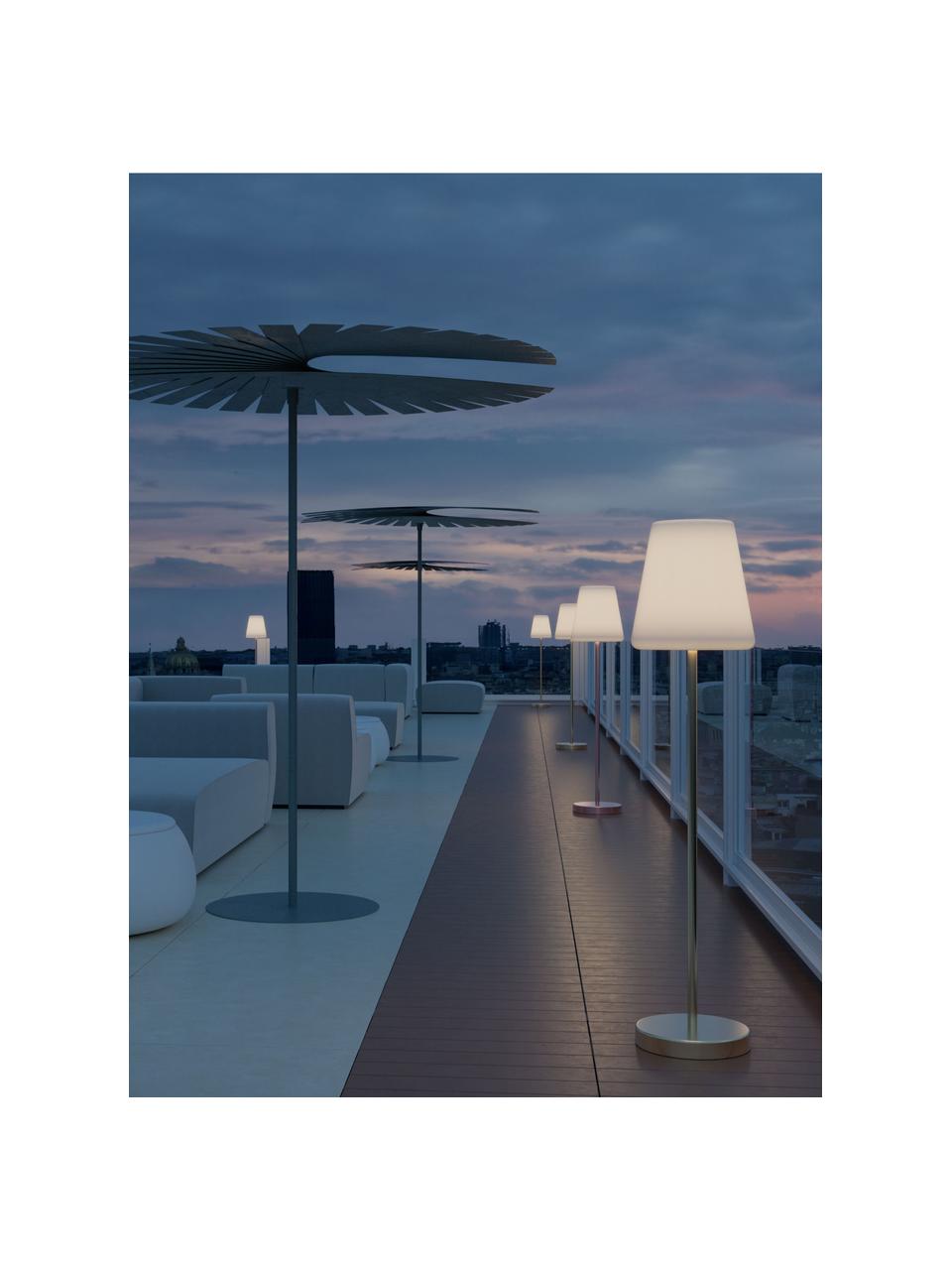 Lampada solare a LED dimmerabile da giardino con telecomando Lola, Paralume: polipropilene, Base della lampada: metallo rivestito, Bianco, argentato, Ø 28 x Alt. 119 cm