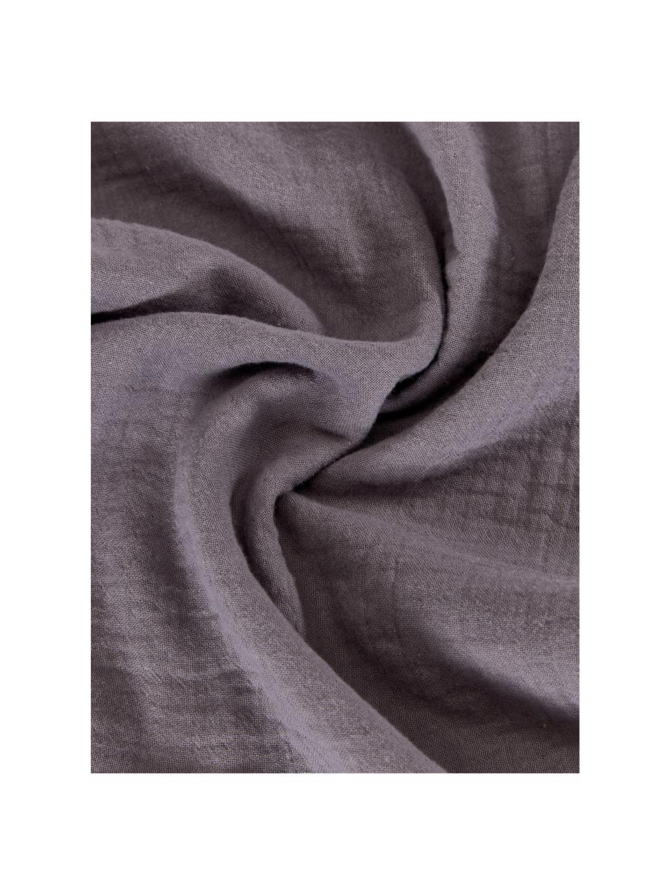 Mušelínové bavlněné povlečení Odile, Tmavě šedá, 200 x 200 cm + 2 polštáře 80 x 80 cm