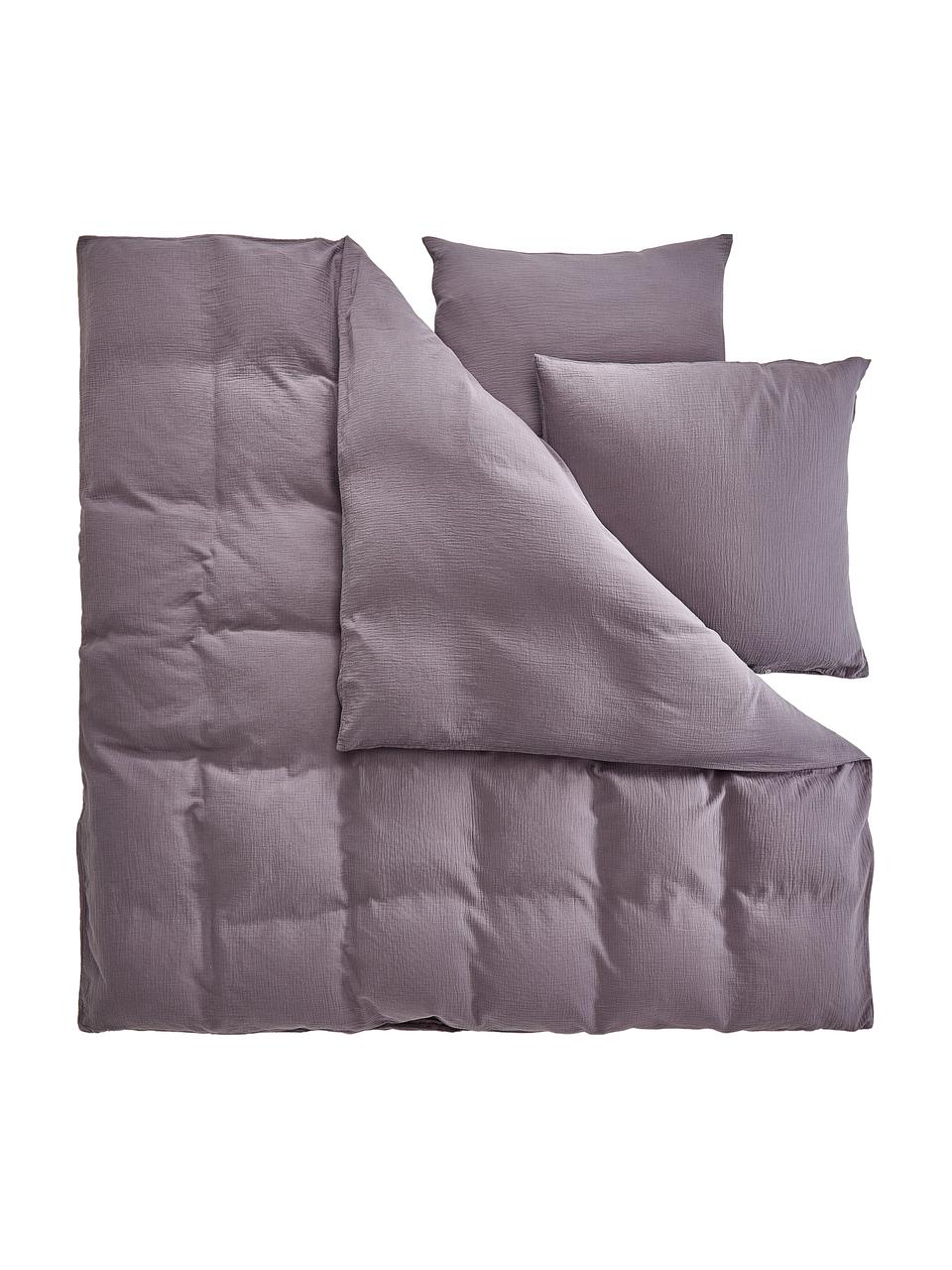 Mušelínová posteľná bielizeň z bavlny Odile, Tmavosivá, 200 x 200 cm + 2 vankúše 80 x 80 cm