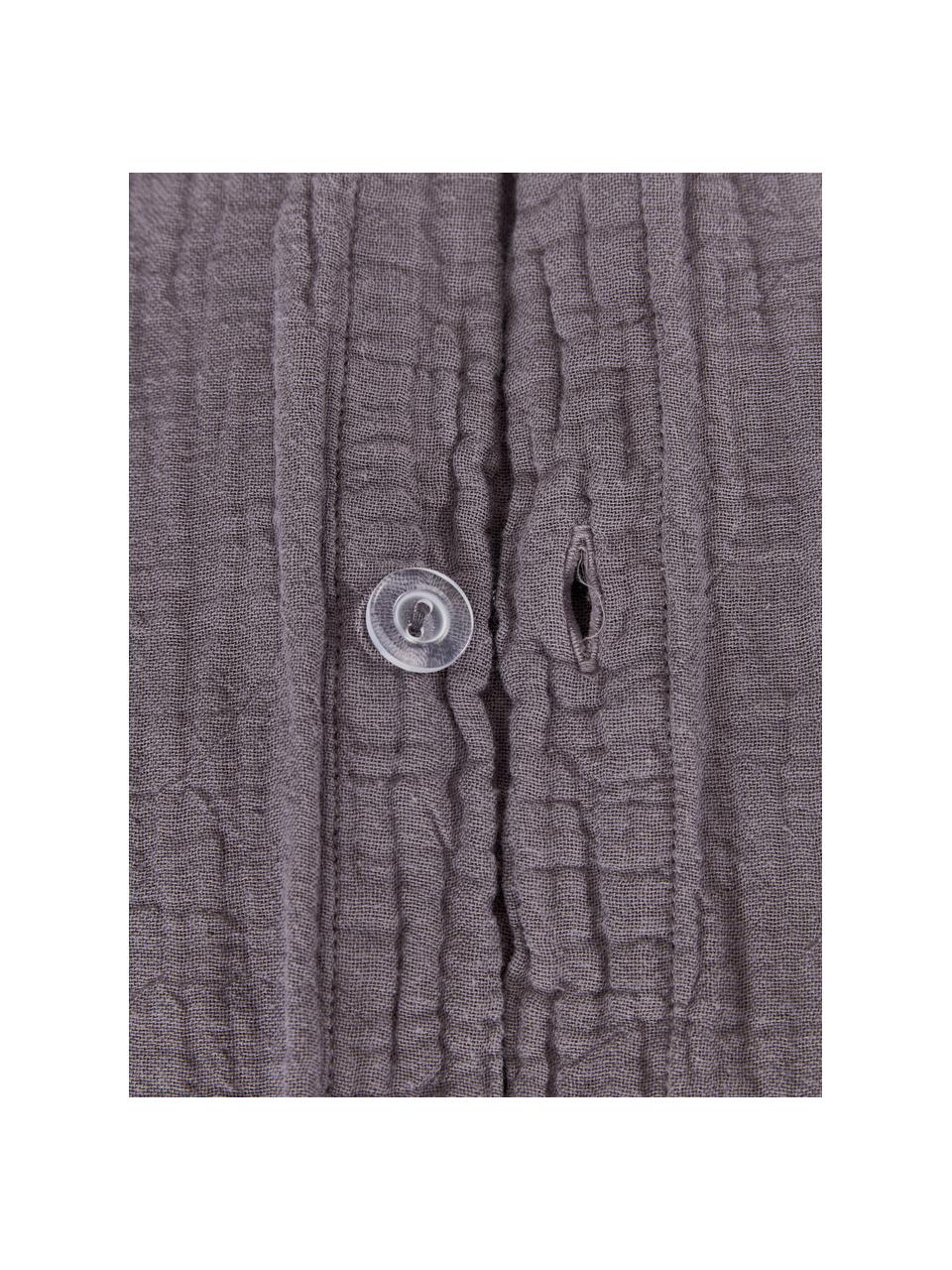 Mušelínové bavlněné povlečení Odile, Tmavě šedá, 200 x 200 cm + 2 polštáře 80 x 80 cm