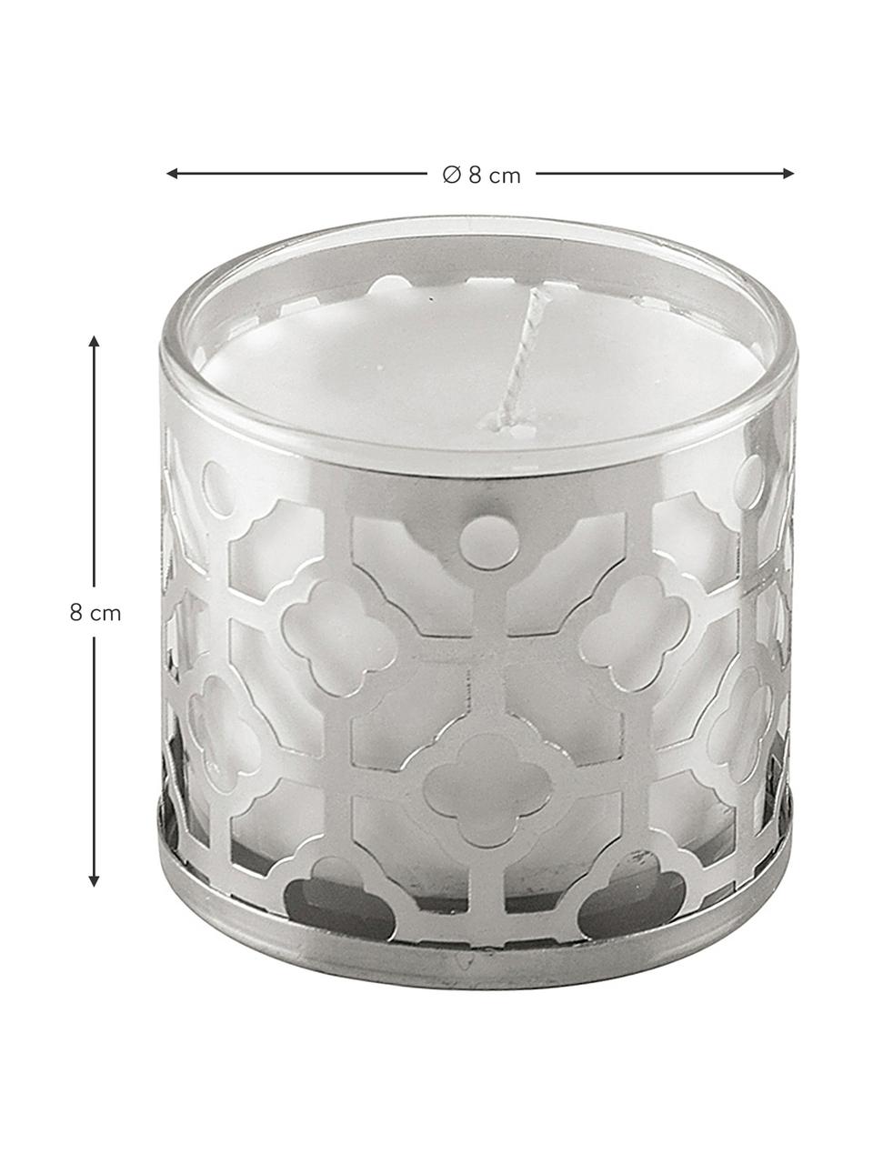 Vela perfumada Helion (vainilla), Recipiente: vidrio, metal, Plateado, blanco, Ø 8 x Al 8 cm