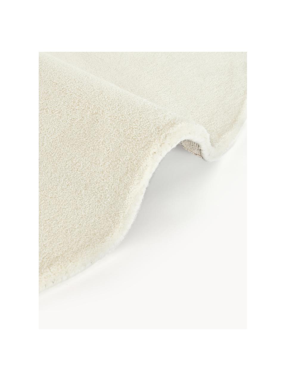 Alfombra redonda artesanal de lana Ezra, Parte superior: 100% lana con certificado, Reverso: 70% algodón, 30% poliéste, Blanco crema, Ø 250 cm (Tamaño XL)