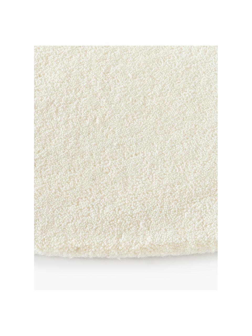 Kulatý ručně všívaný vlněný koberec s nízkým vlasem Jadie, Krémově bílá, Ø 250 cm (velikost XL)