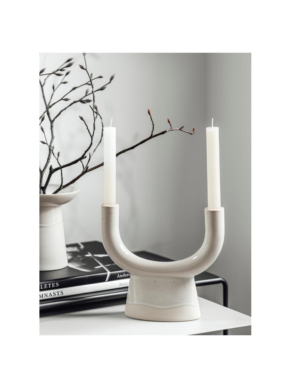 Candelabro Winter Glow, Porcellana Premium, Beige chiaro, bianco, Larg. 23 x Alt. 21 cm