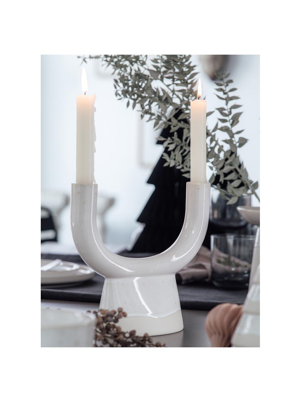 Candelabro Winter Glow, Porcellana Premium, Beige chiaro, bianco, Larg. 23 x Alt. 21 cm