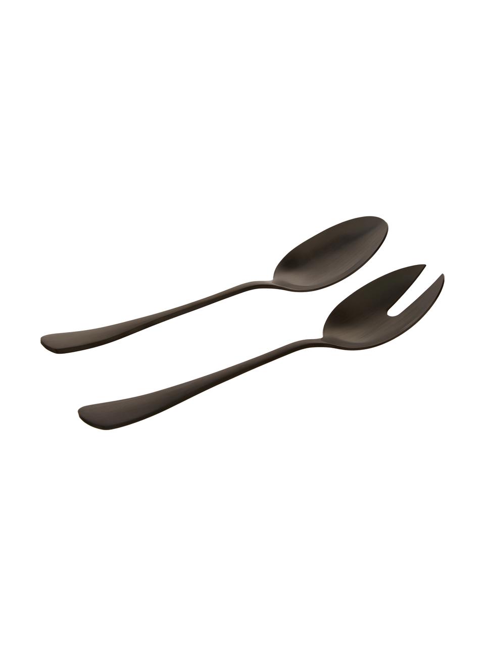 Set 2 posate da insalata in acciaio inossidabile Modern, Acciaio inossidabile rivestito, Nero, Lung. 25 cm