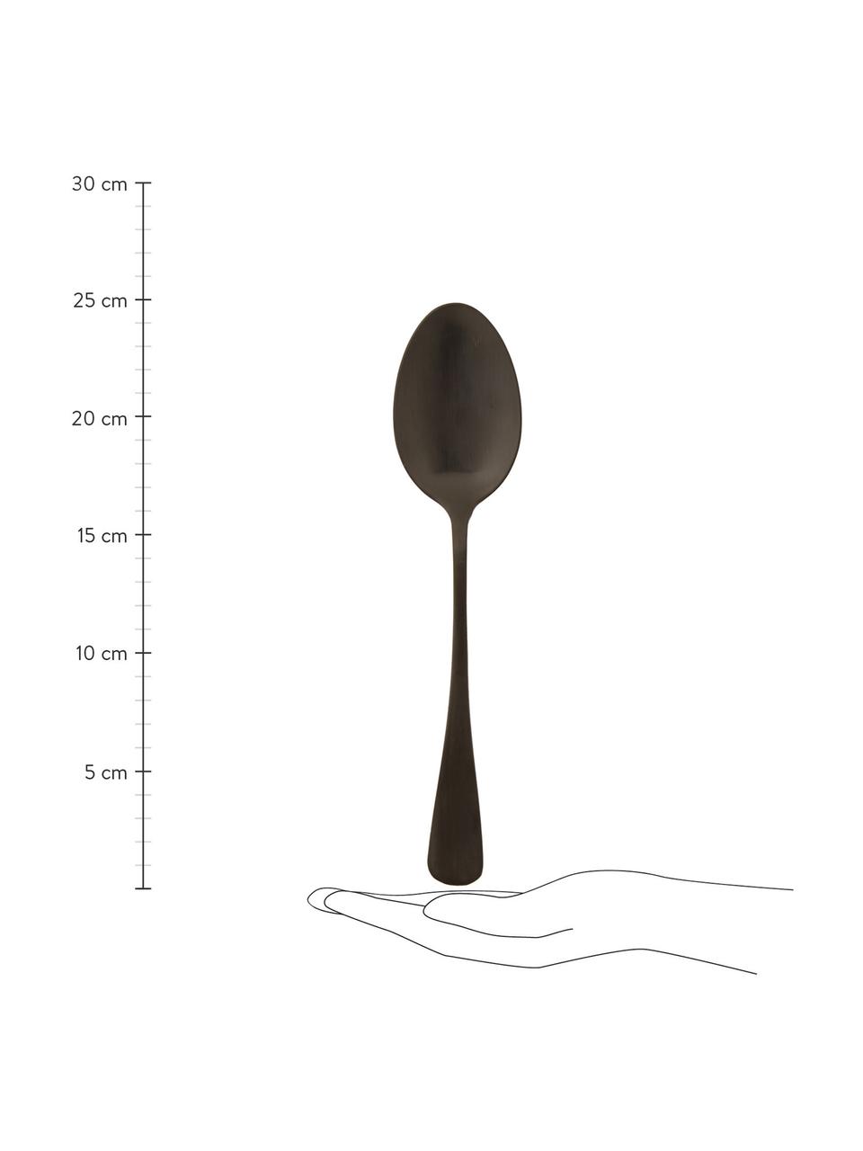 Schwarzes Salatbesteck Modern aus Edelstahl, 2er-Set, Edelstahl, beschichtet, Schwarz, L 25 cm