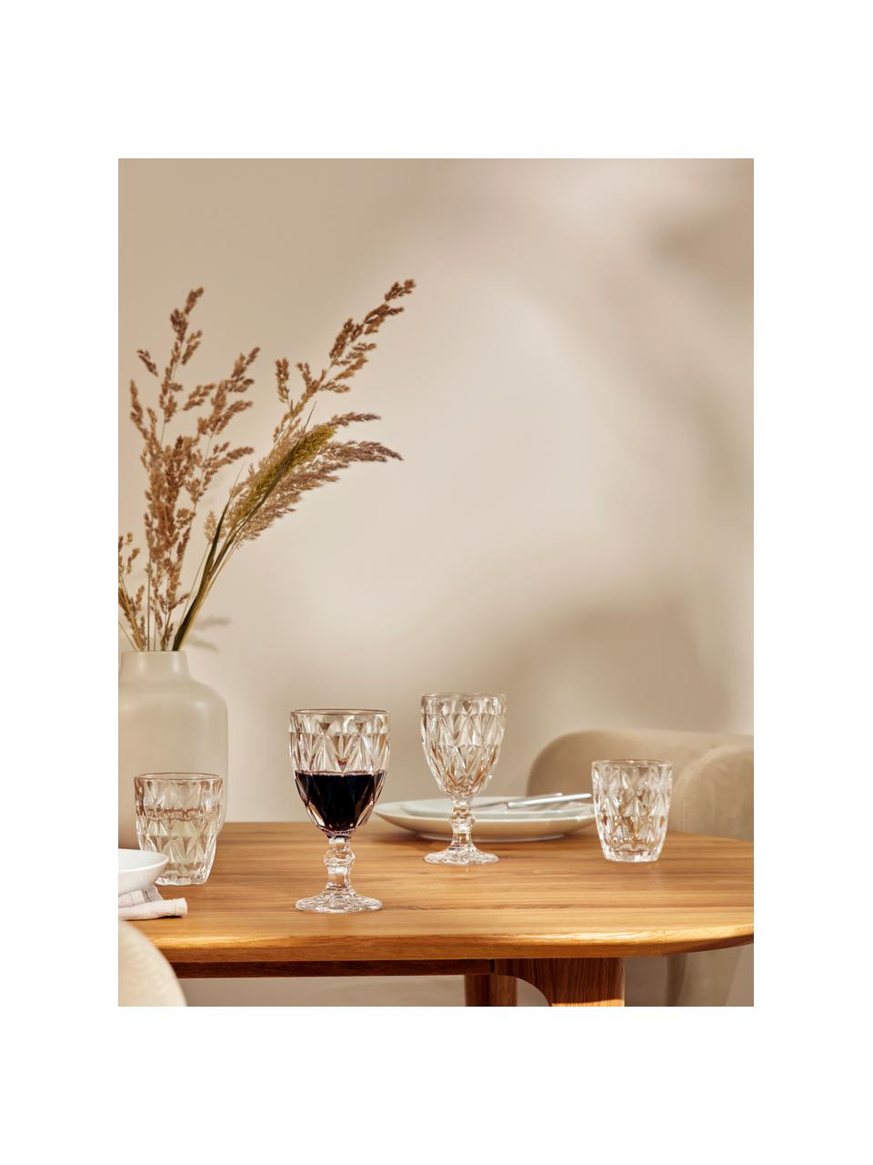 Verres à vin avec embossage décoratif Colorado, 4 élém., Verre, Transparent, Ø 9 x haut. 17 cm, 320 ml
