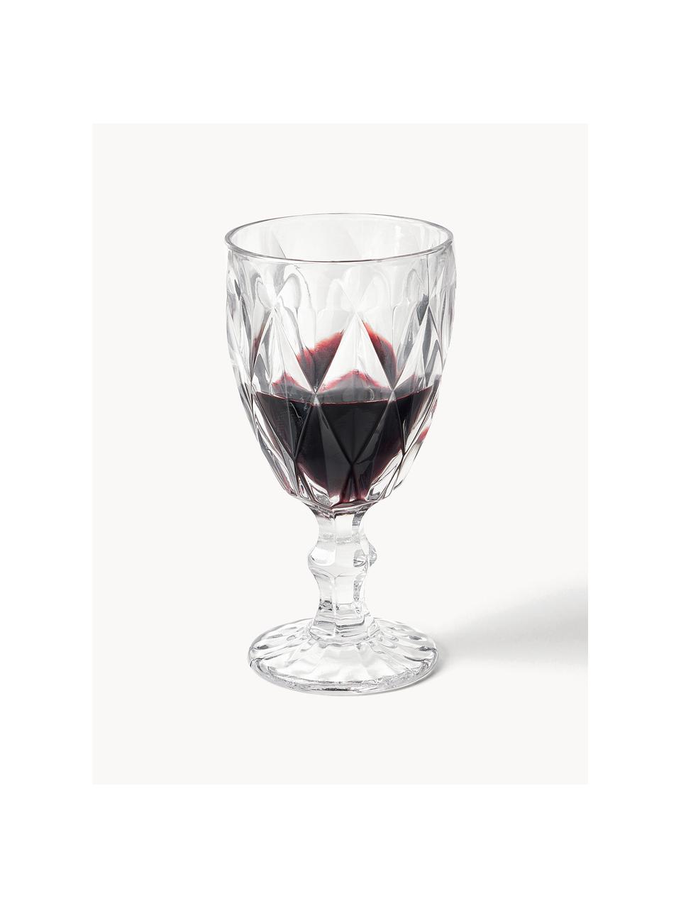 Copas de vino Colorado con patrón texturizado, 4 uds., Vidrio, Transparente, Ø 9 x Al 17 cm, 320 ml