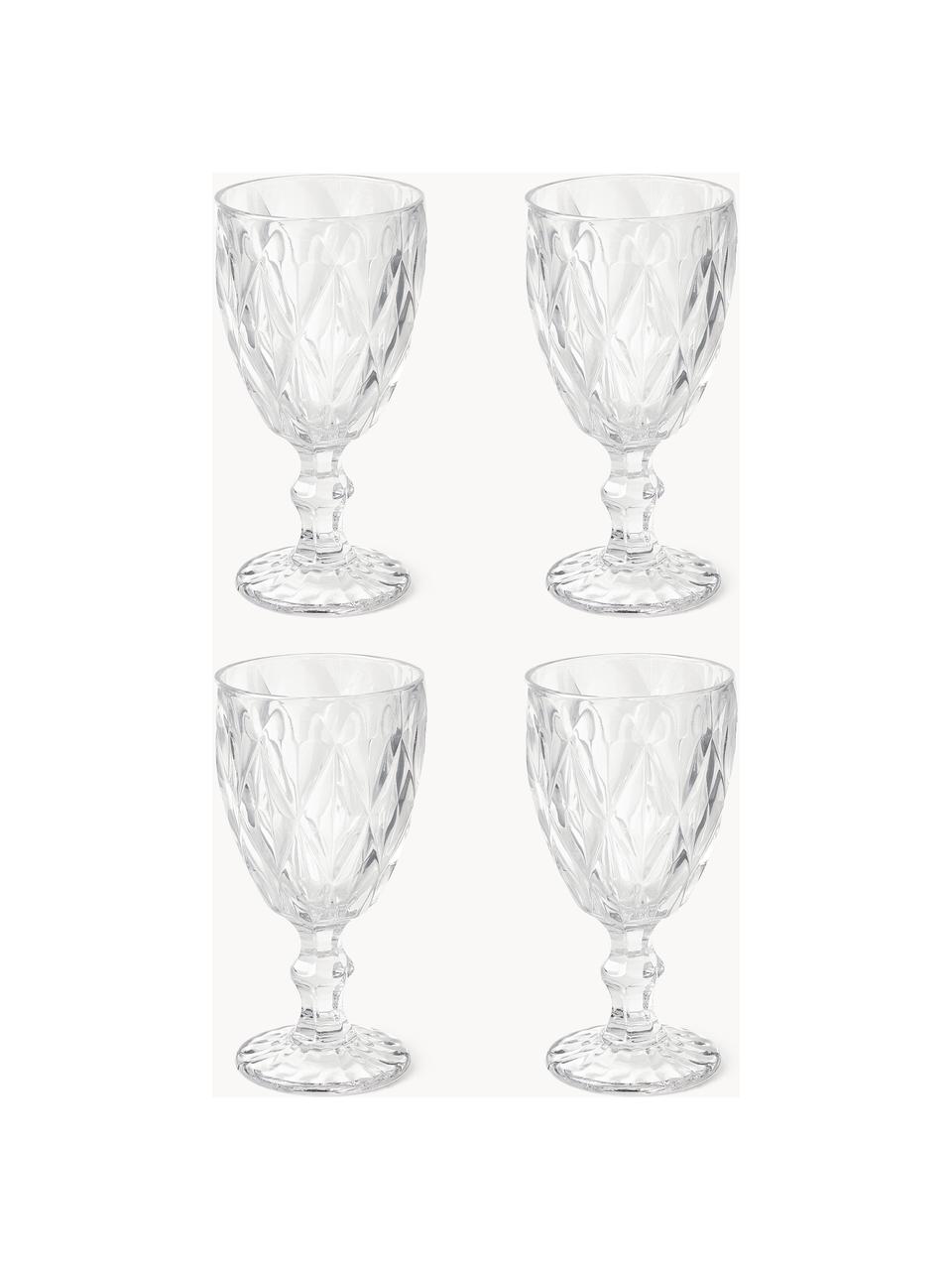 Copas de vino Colorado con patrón texturizado, 4 uds., Vidrio, Transparente, Ø 9 x Al 17 cm, 320 ml