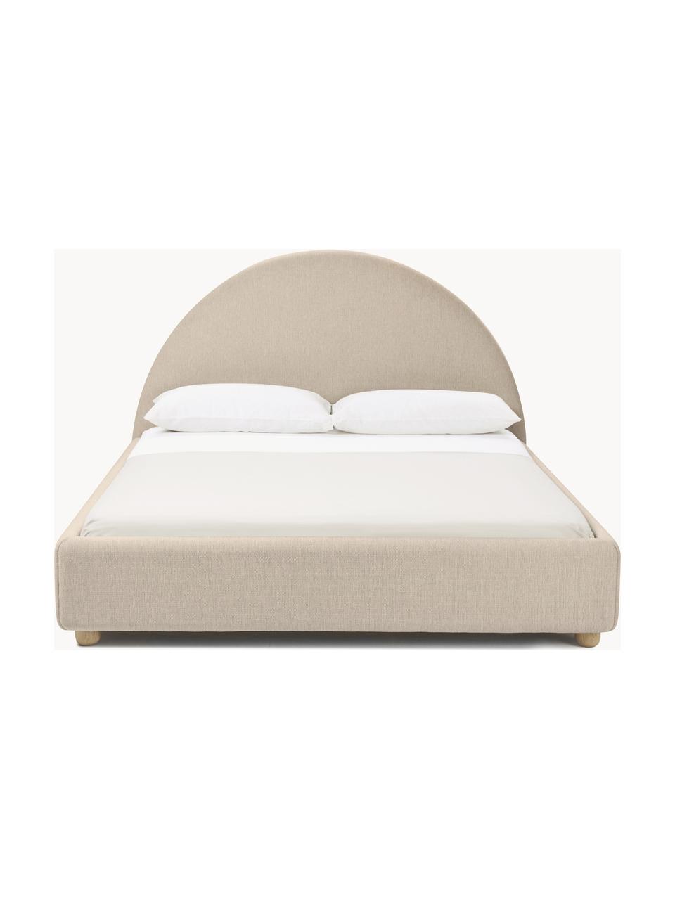 Gestoffeerd bed Ebba, Bekleding: 100% polypropyleen Met 23, Poten: massief grenenhout, Geweven stof beige, B 140 x L 200 cm