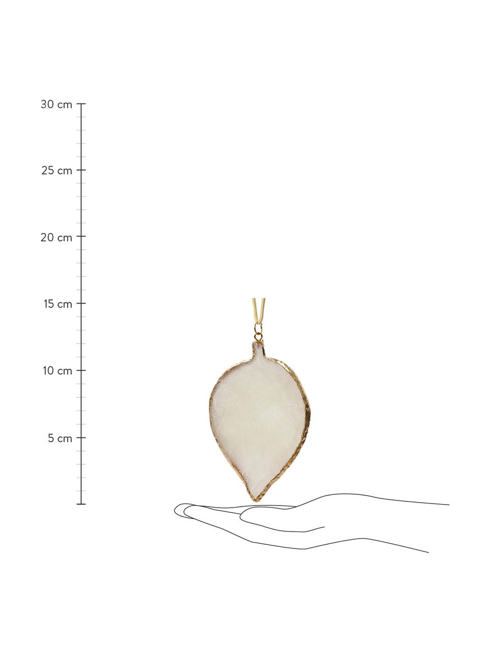 Adornos navideños Babi, 2 uds., Plástico, Blanco crema, dorado, An 8 x Al 12 cm
