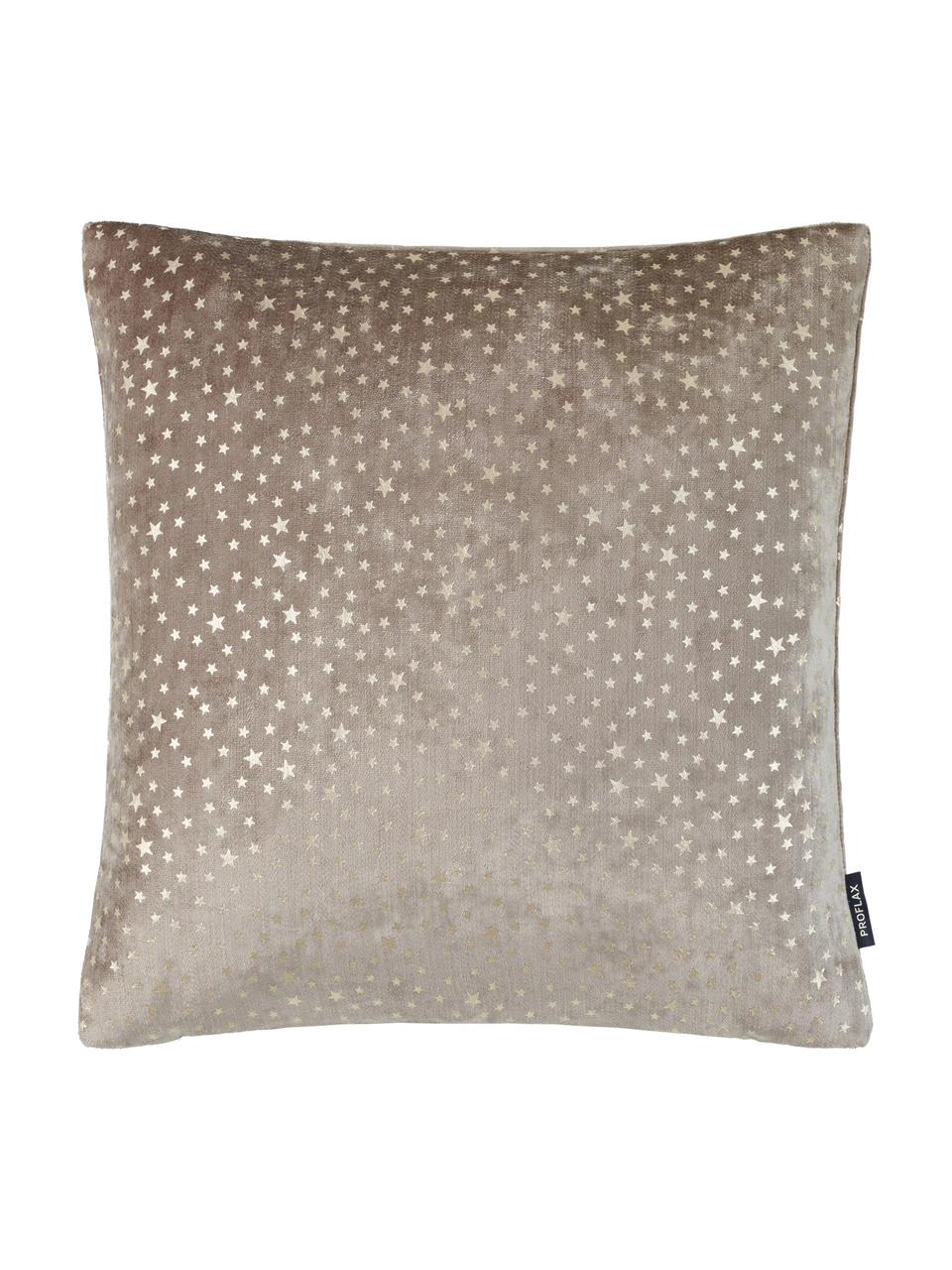 Fluwelen kussenhoes Estrella, Bovenzijde: polyester fluweel, Onderzijde: polyester, Beige, goudkleurig, 40 x 40 cm